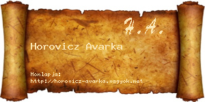 Horovicz Avarka névjegykártya